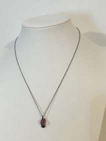 Vintage Sterling Silver baby shoe pendant Necklace 18"