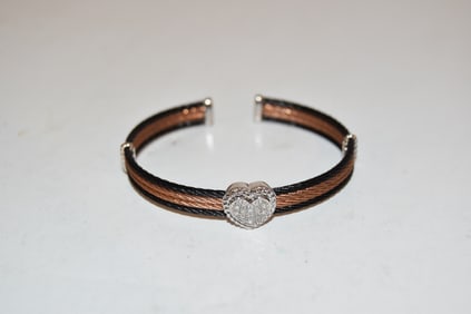 Vintage Sterling Silver heart Bracelet 6"