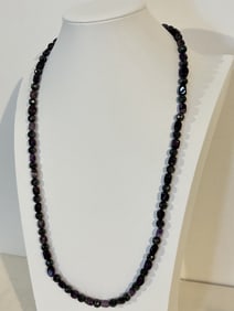 Vintage Stainless Steel Amethyst Necklace 29"