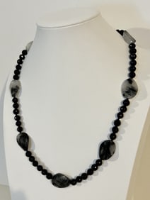 Vintage Sterling Silver gemstone Necklace 22"