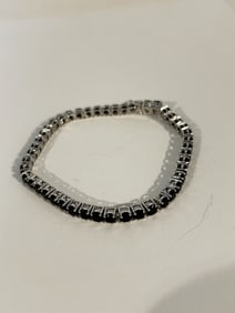 Vintage Sterling Silver onyx Bracelet 7.5"