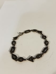 Vintage Sterling Silver marcasite Bracelet 7"