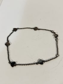 Vintage Sterling Silver heart Bracelet 8"