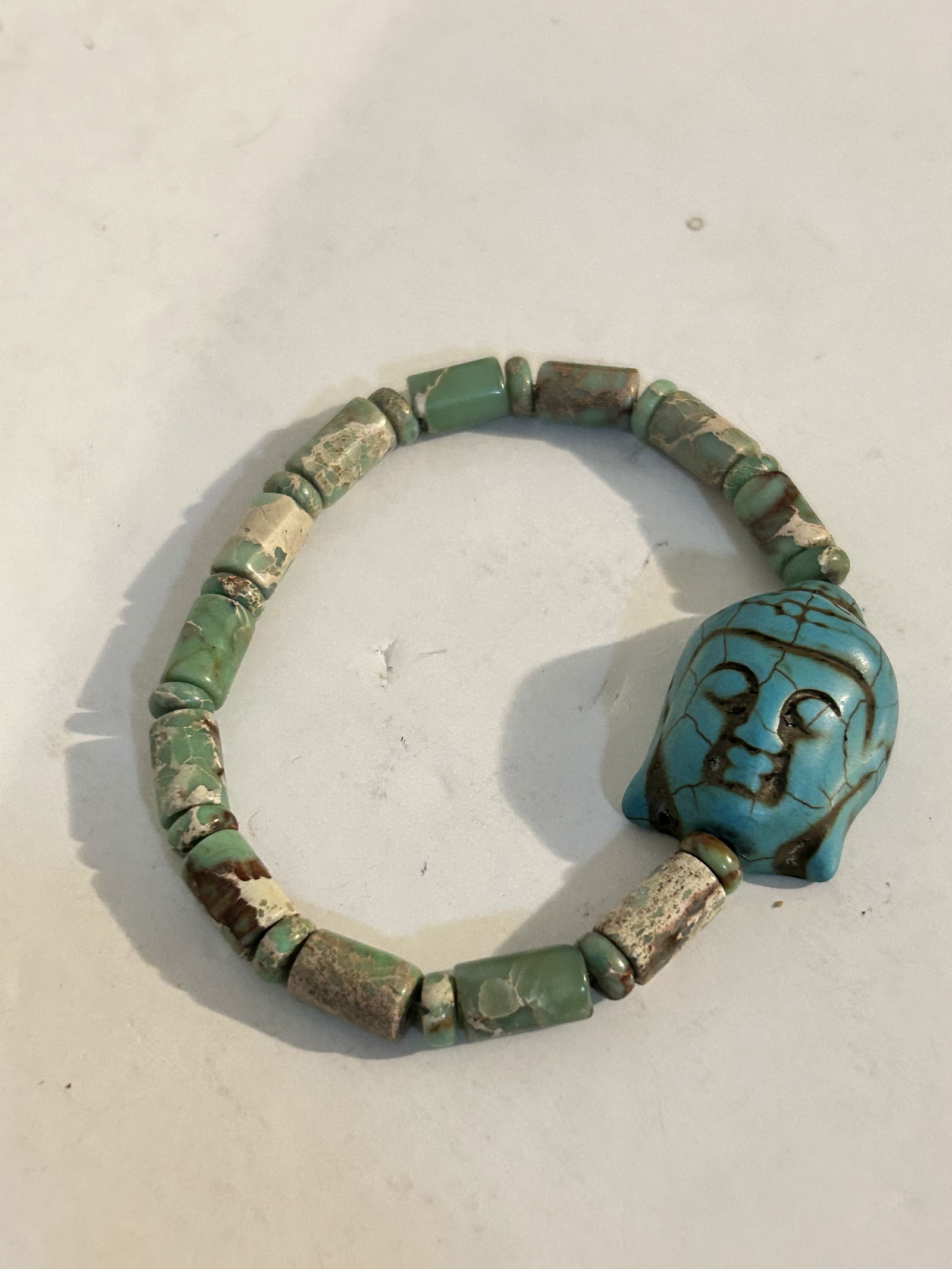 Vintage Turquoise beaded stretch buddah Bracelet (1 of 6)