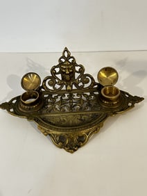 Vintage Brass Inkwell