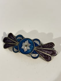 Vintage Alpaca mexico mother of pearl Silver hair clip