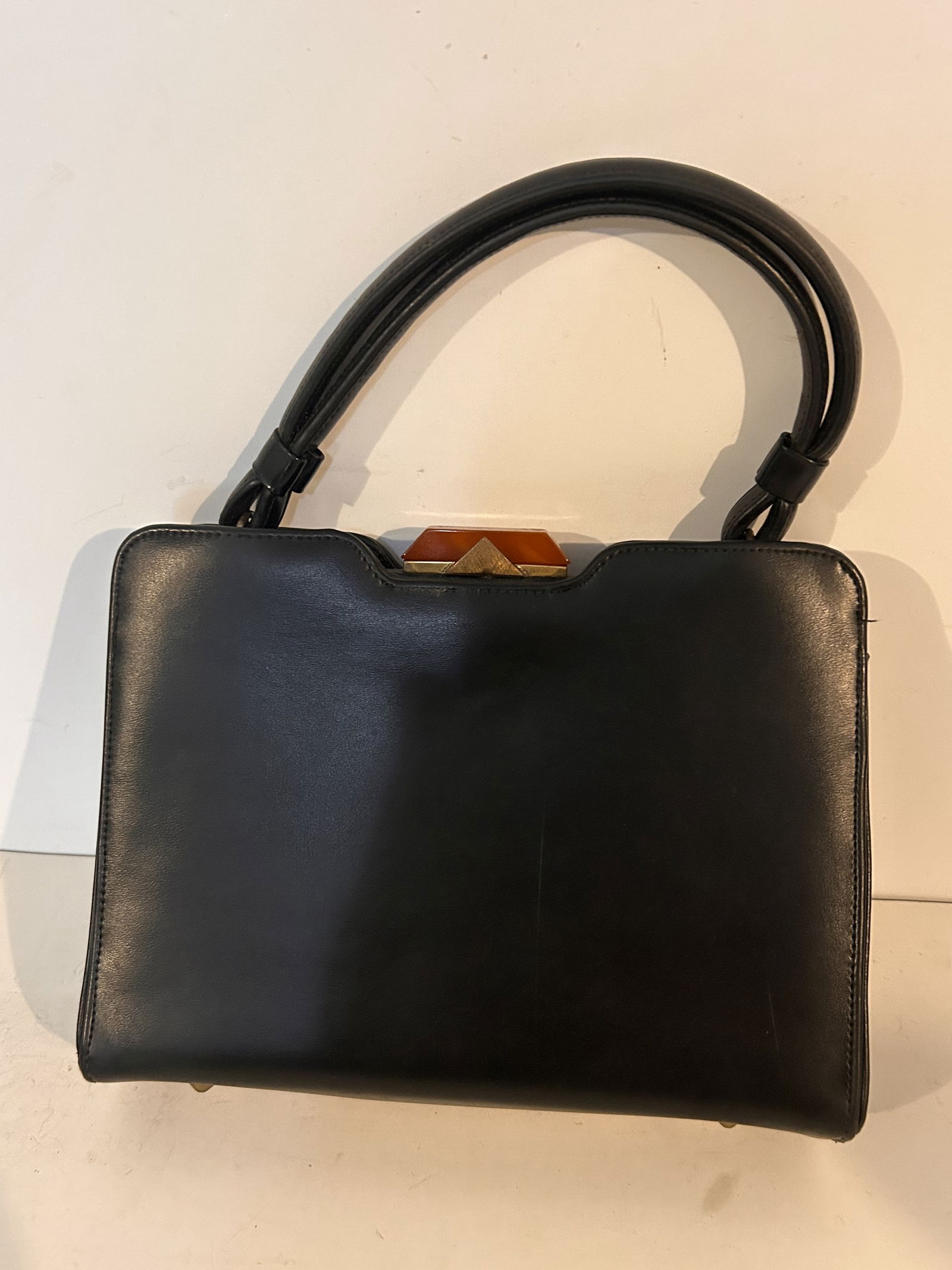 Rare 1940s Vintage Bakelite Leather Clutch Bag Purse Nice!!! (1 of 6)