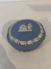 Vintage Blue Embossed Jasperware Wedgewood Trinket Dish England 5"