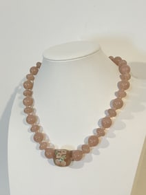 Vintage pink beaded plastic Necklace 18"