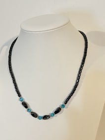 Vintage Hematite Beaded Necklace 18"