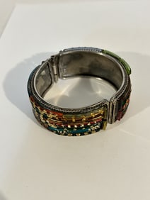 Vintage old hinged acrylic Bracelet 8"