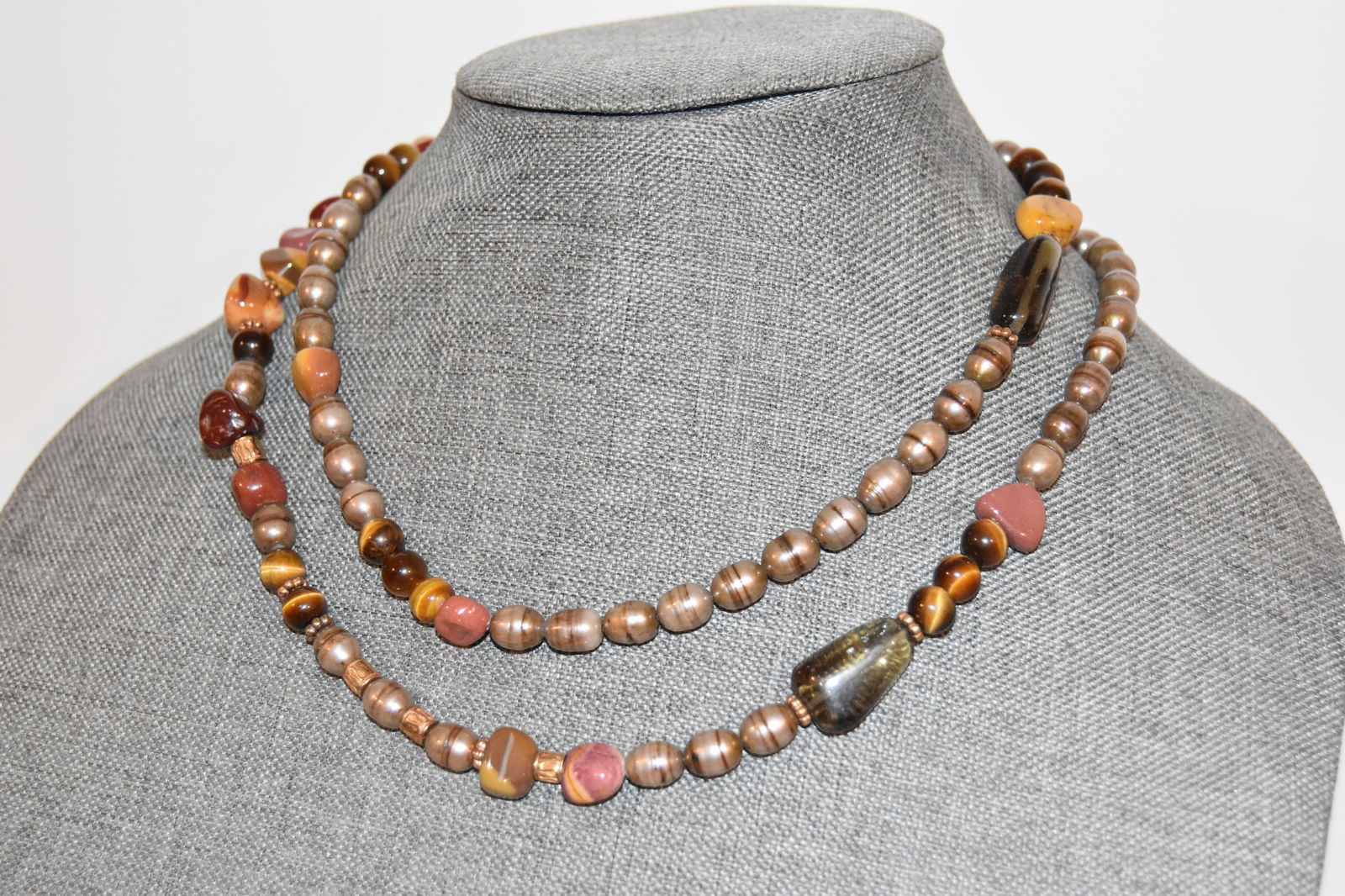 Vintage multi gemstone beaded Necklace 36" (1 of 4)