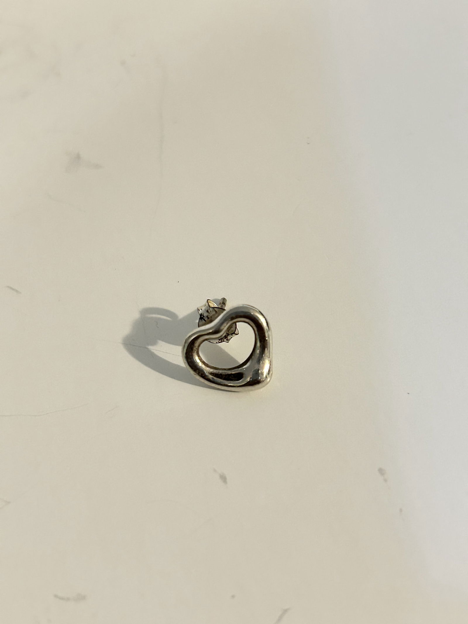 1 Vintage Tiffany& Co Elsa Peretti Spain Sterling Silver Open Heart Earring (1 of 4)