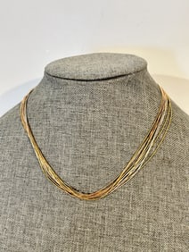 VTG Sterling Silver - CAROLYN POLLACK 10 Strand 16" Liquid Bead Necklace Brass clasp