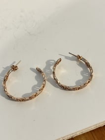 Vintage Sterling Silver vermeal hoop Earrings