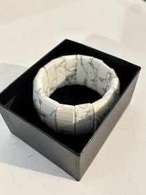 Vintage white Tourmaline Stretch Bracelet 8"