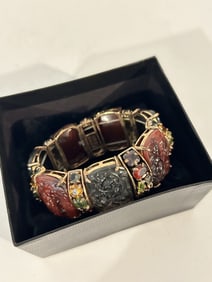 Vintage PJM Multi colored CZ Crystal Stretch Bracelet 8"