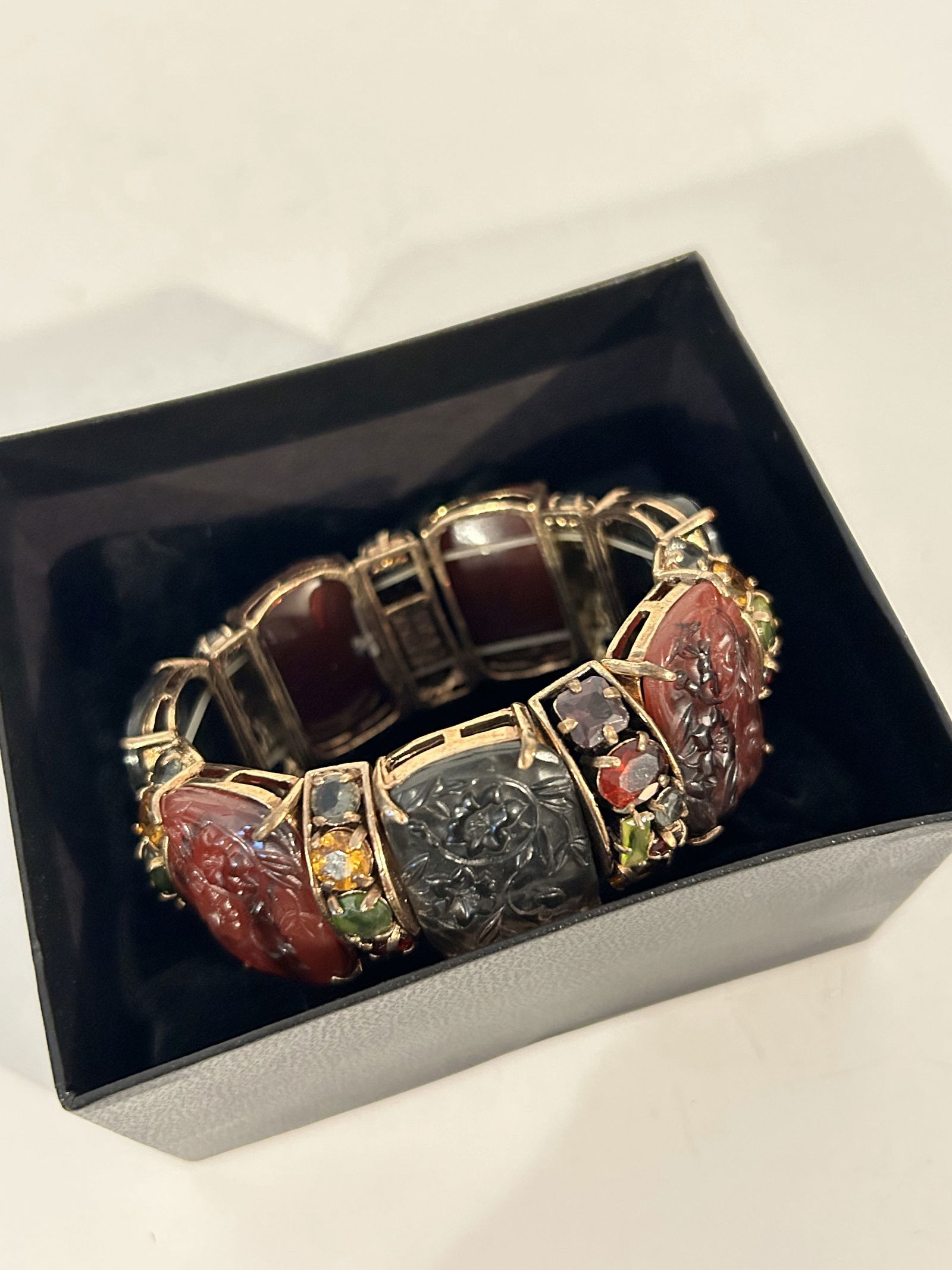 Vintage PJM Multi colored CZ Crystal Stretch Bracelet 8" (1 of 5)