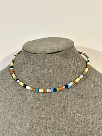 Running Bear Multi Color Heishi Bead Wrap Necklace 10"