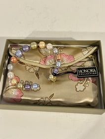 Honora colorful Pearl Cuff Bracelet Sterling Cultured Memory Wire 7" Pink Adjust new