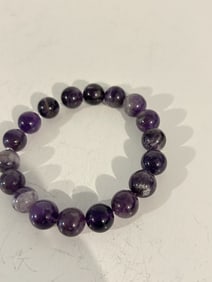 Natural Purple Amethyst Crystal Gemstone beaded Bangle bracelet