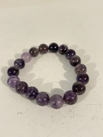 Natural Purple Amethyst Crystal Gemstone beaded Bangle bracelet stretch