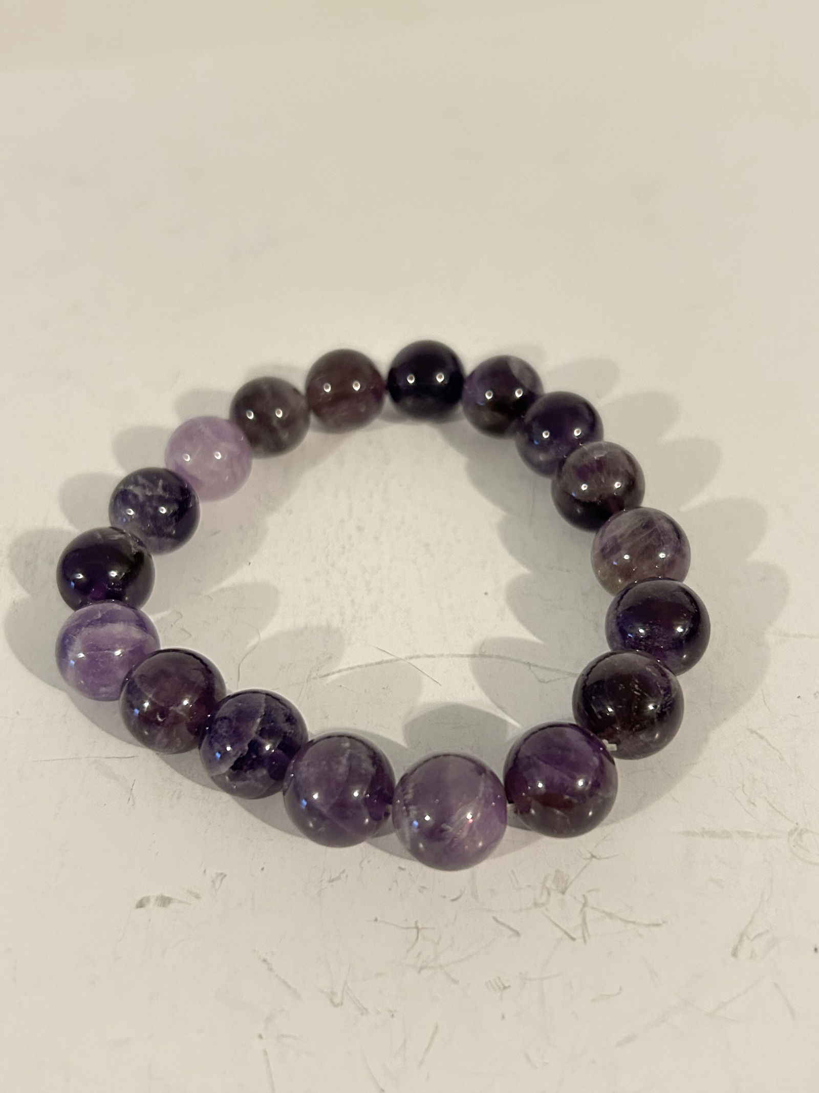 Natural Purple Amethyst Crystal Gemstone beaded Bangle bracelet stretch (1 of 4)