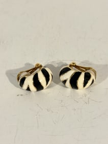 Kenneth Jay Lane (KJL) Animal Print Clip On Door Knocker Earrings