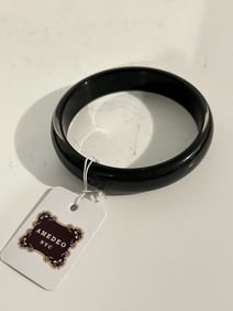 Signed Designer Amedeo NYC Frosted Gray Black Sparkle Bangle Bracelet 8"