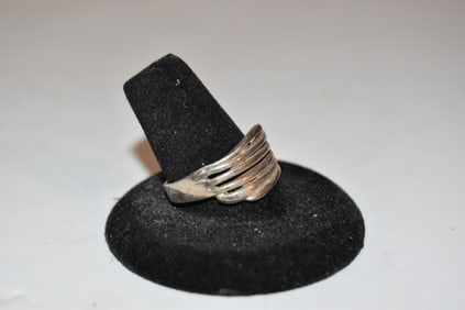 Vintage Sterling Silver filigree modernist Ring sz 11