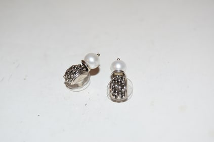 Michael Dawkins Sterling Silver & 14K Gold Post pearl Earrings