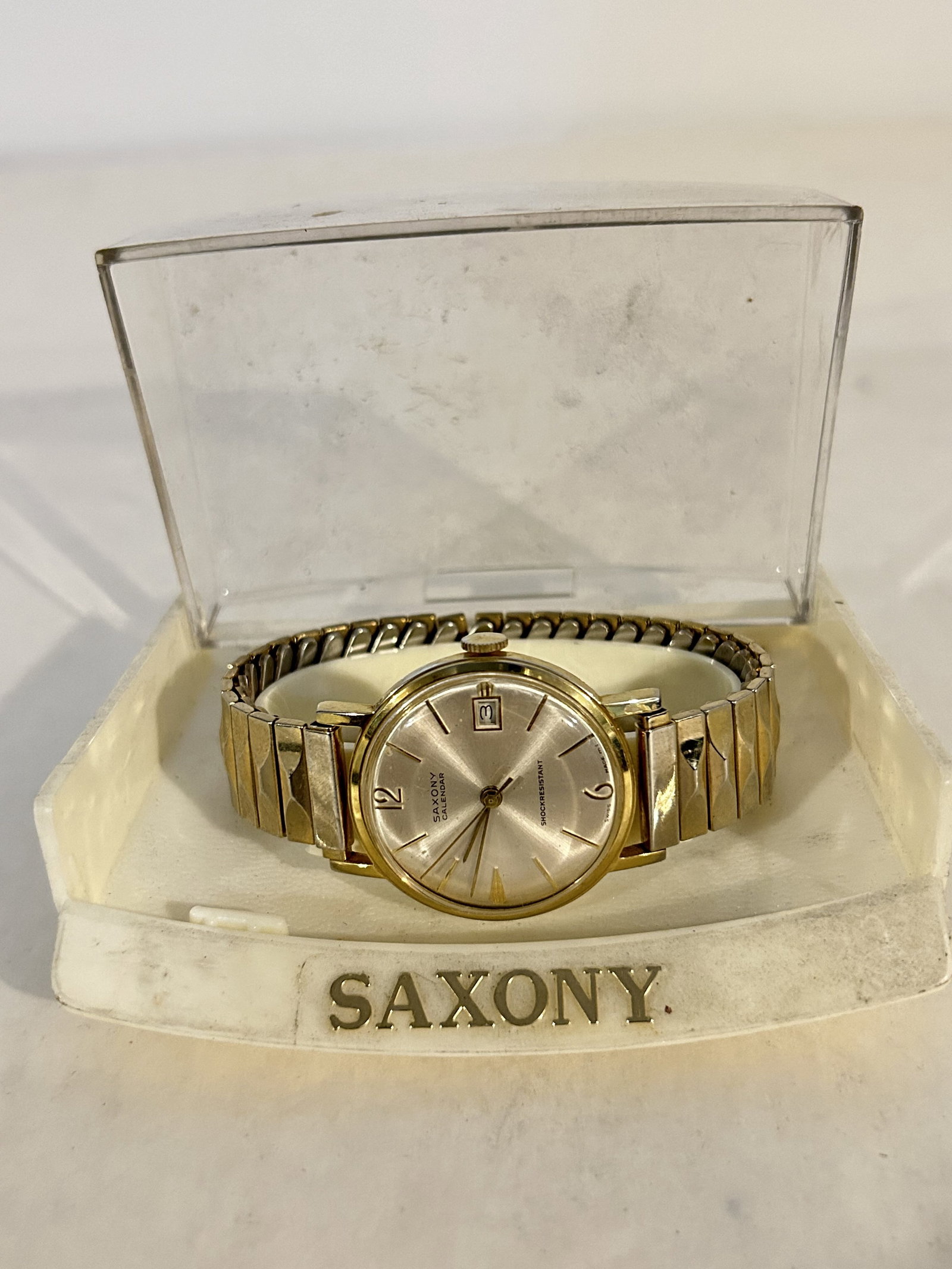 vintage saxony watch shock resistant working with case (1 of 7)