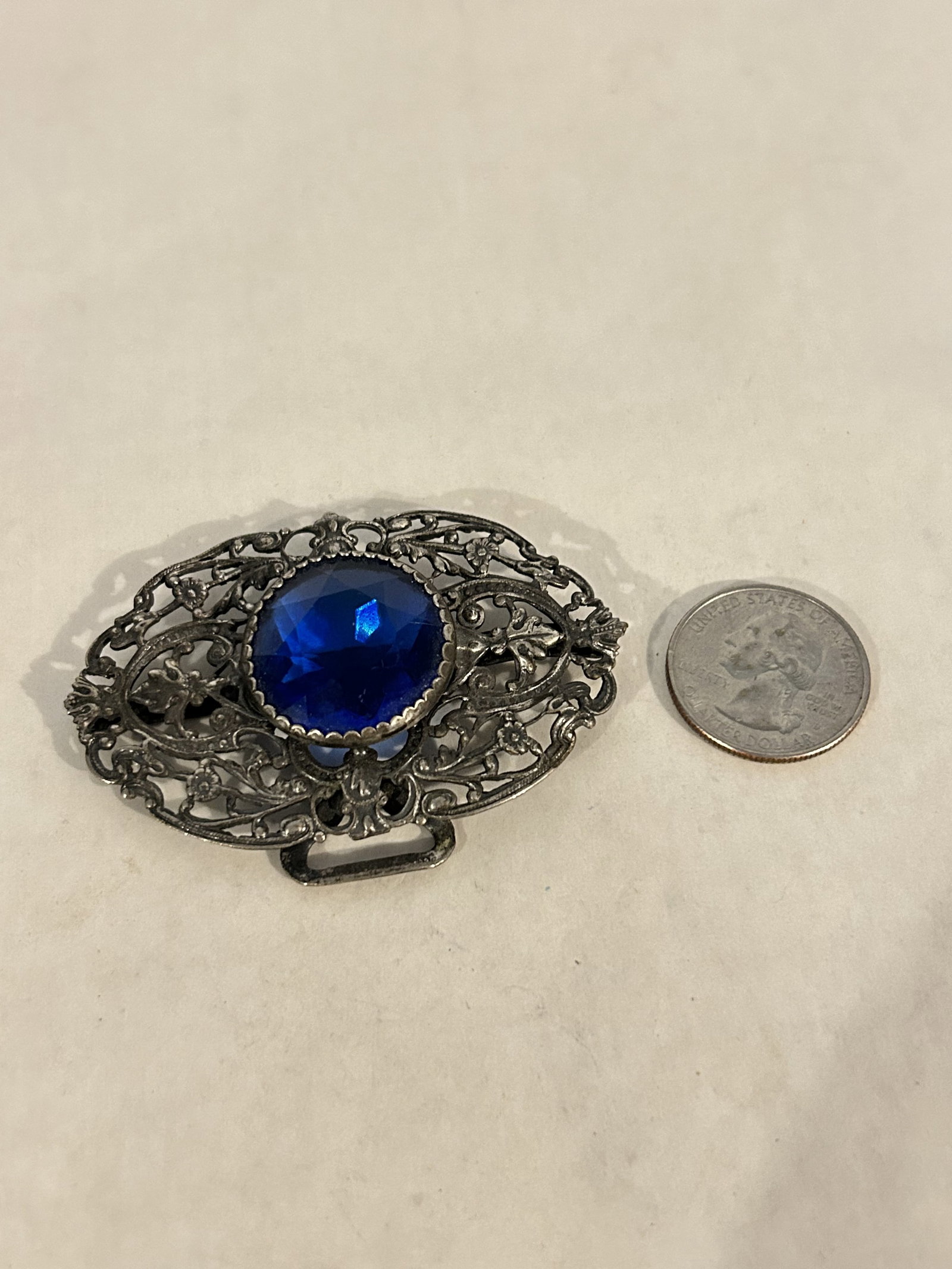 Vintage 1800s blue filigree belt buckle: Vintage 1800s blue filigree belt buckle Please view all photos as they are part of the description and condition of this Item, Feel free to contact me with questions or picture requests! Used Item AS 