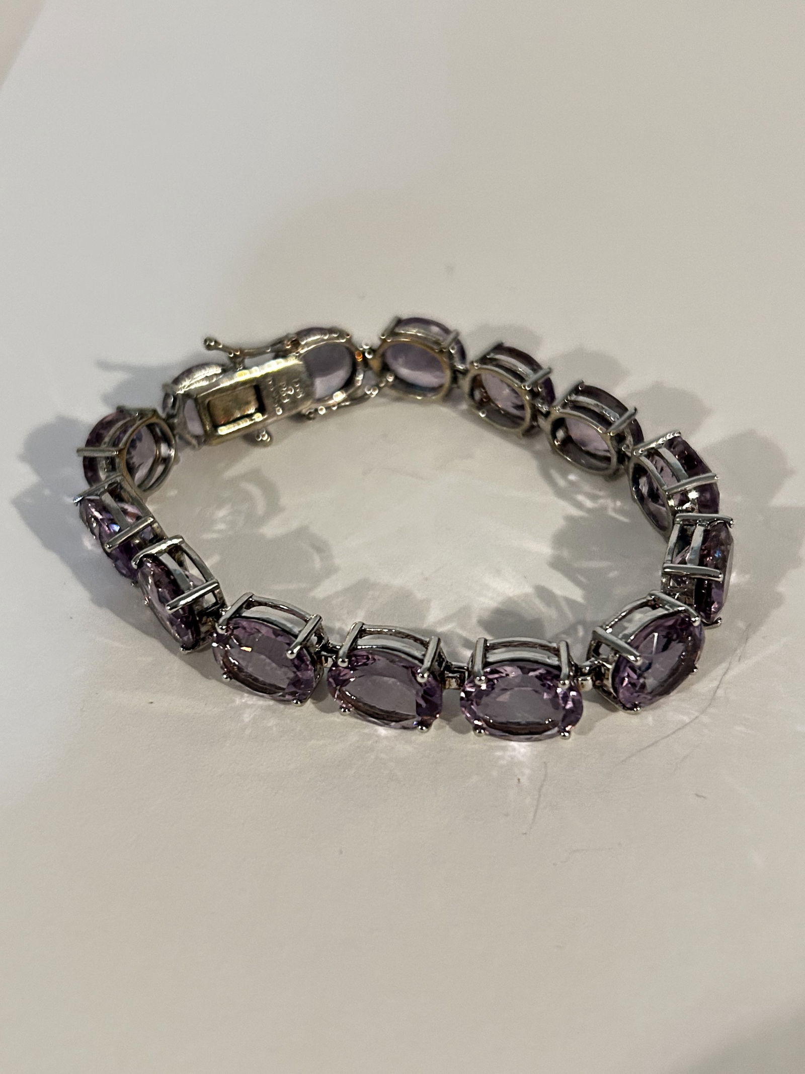 Vintage Sterling Silver Amethyst  Bracelet 7" (1 of 5)