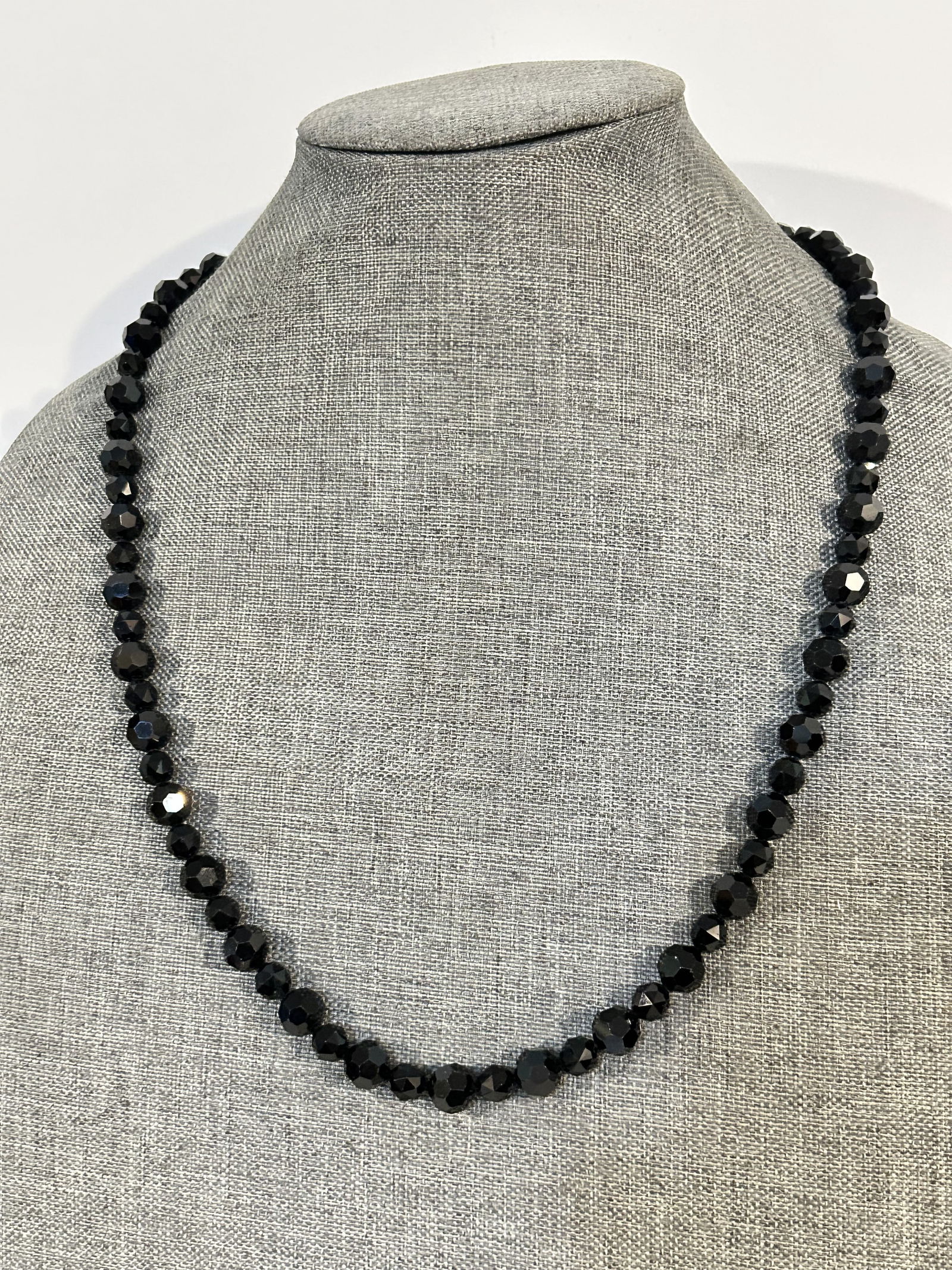 Swarovski Black Crystal Swan Logo Jet Black Beaded Necklace 26" (1 of 4)