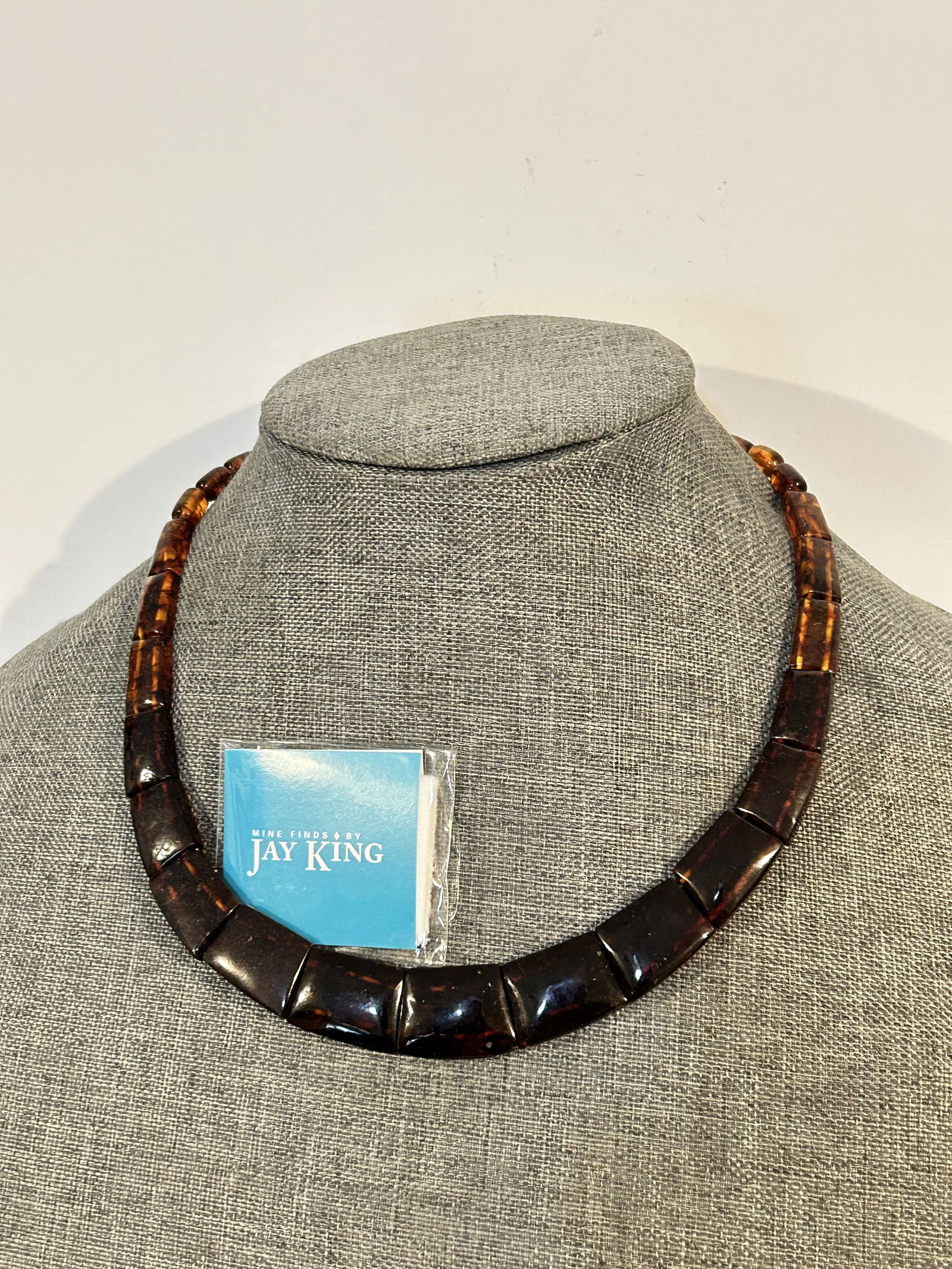 Jay King DTR Mine Finds Amber Bead Statement Necklace 925 Sterling Silver 14" (1 of 6)