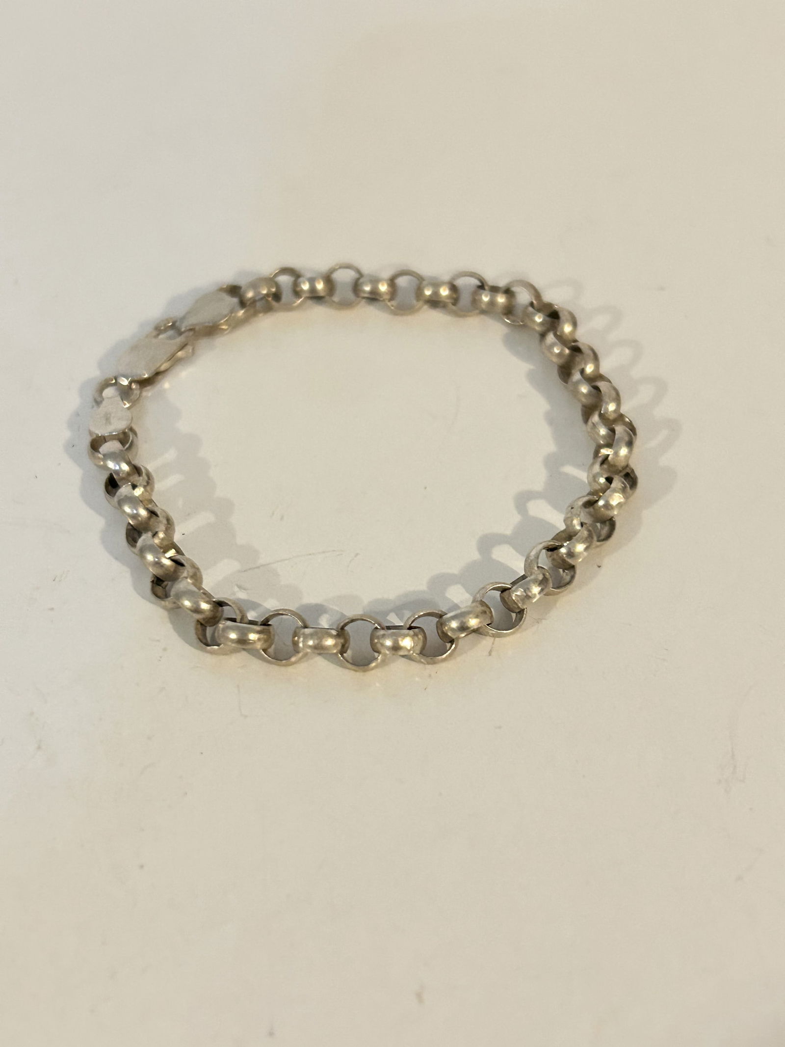 Vintage Sterling Silver round link Bracelet sz 7" (1 of 4)