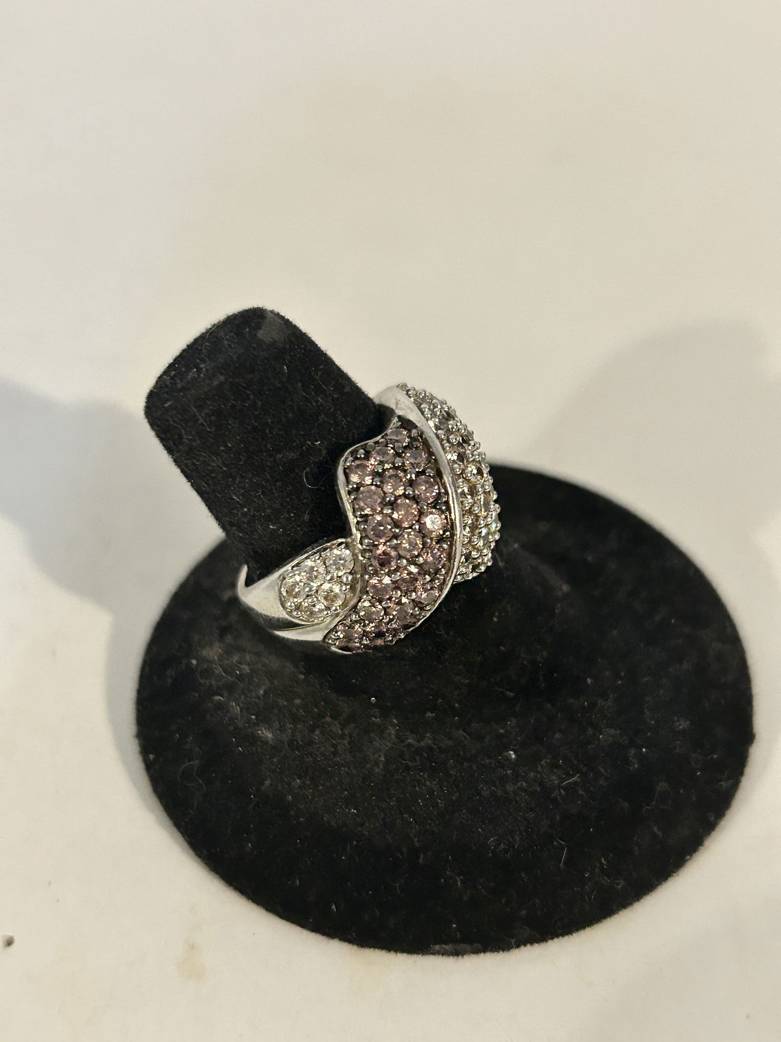 Vintage Sterling Silver rhinestone MEDA Ring sz 7 (1 of 5)