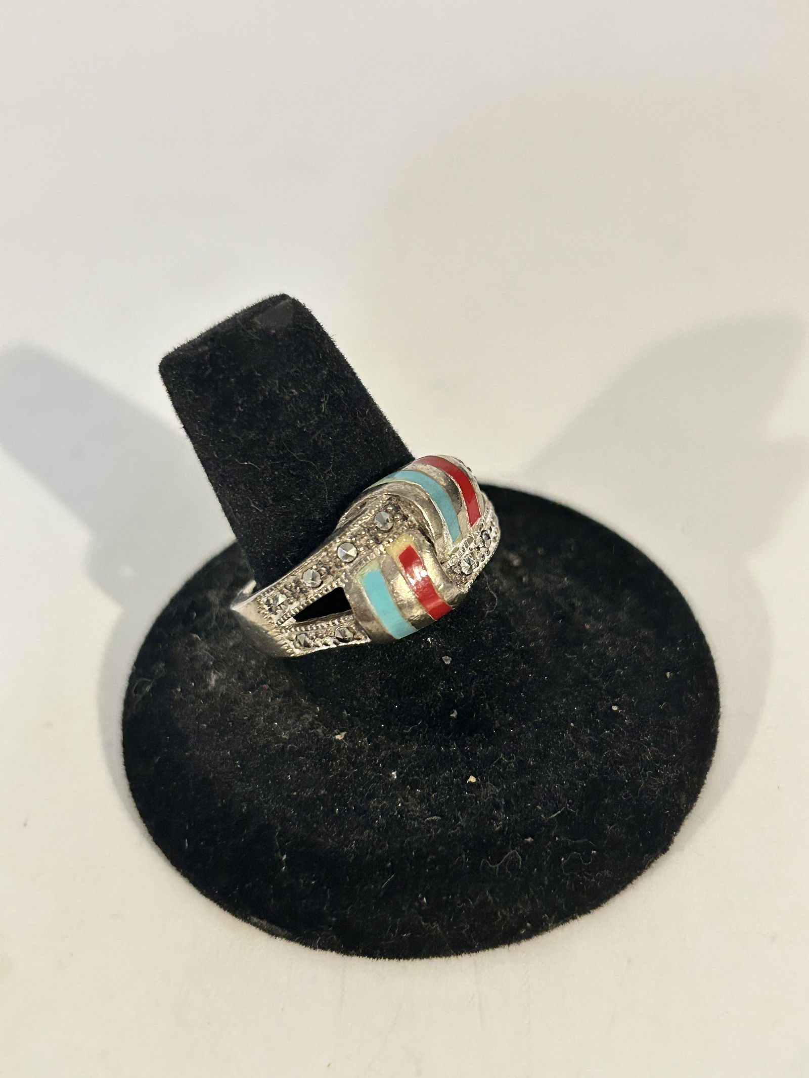 Vintage Sterling Silver marcasite Ring sz 8.5 (1 of 4)