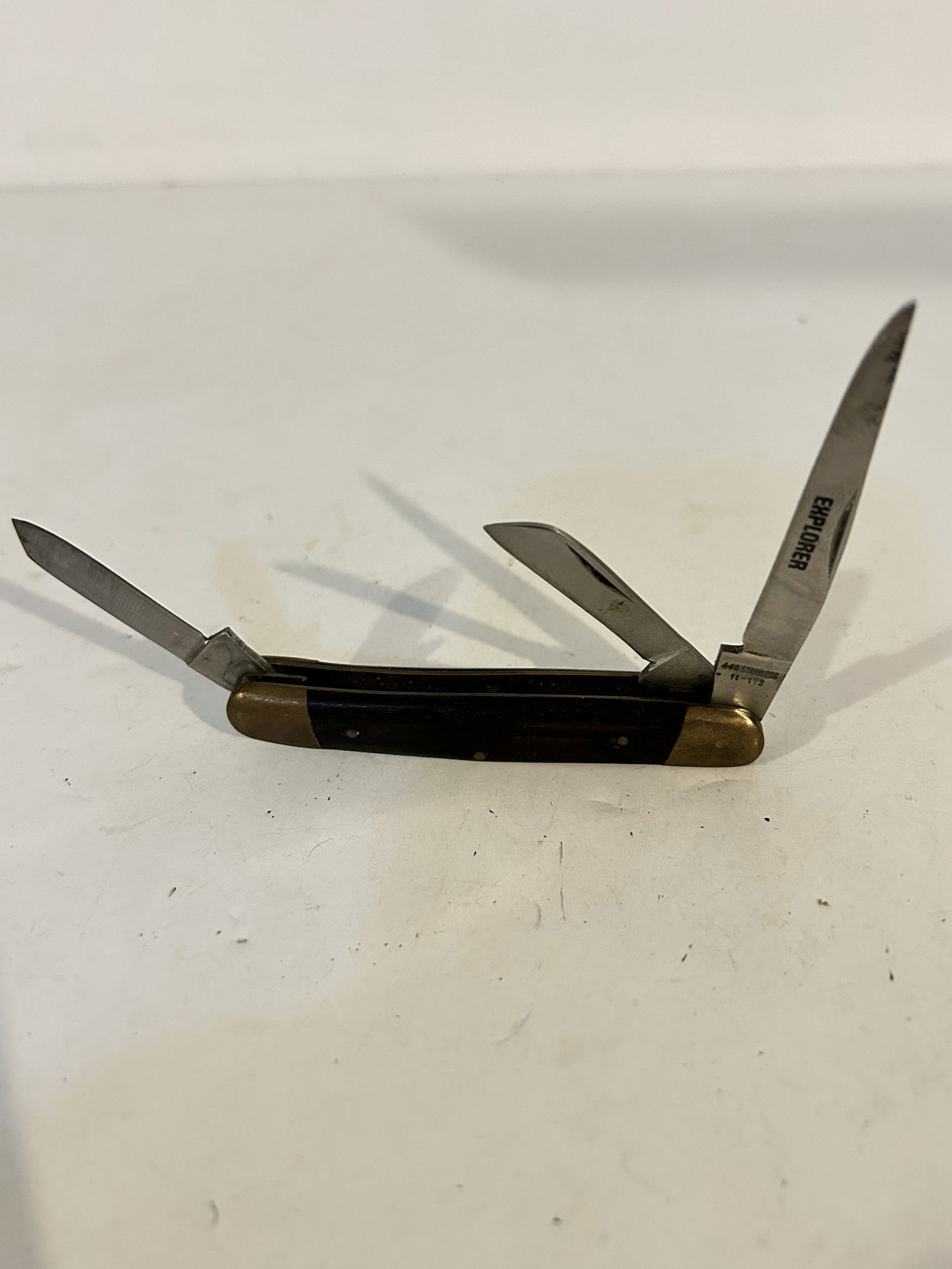 Vintage Edge Mark Japan Explorer 3 Blade Folding Pocket Knife # 11-173 (1 of 6)