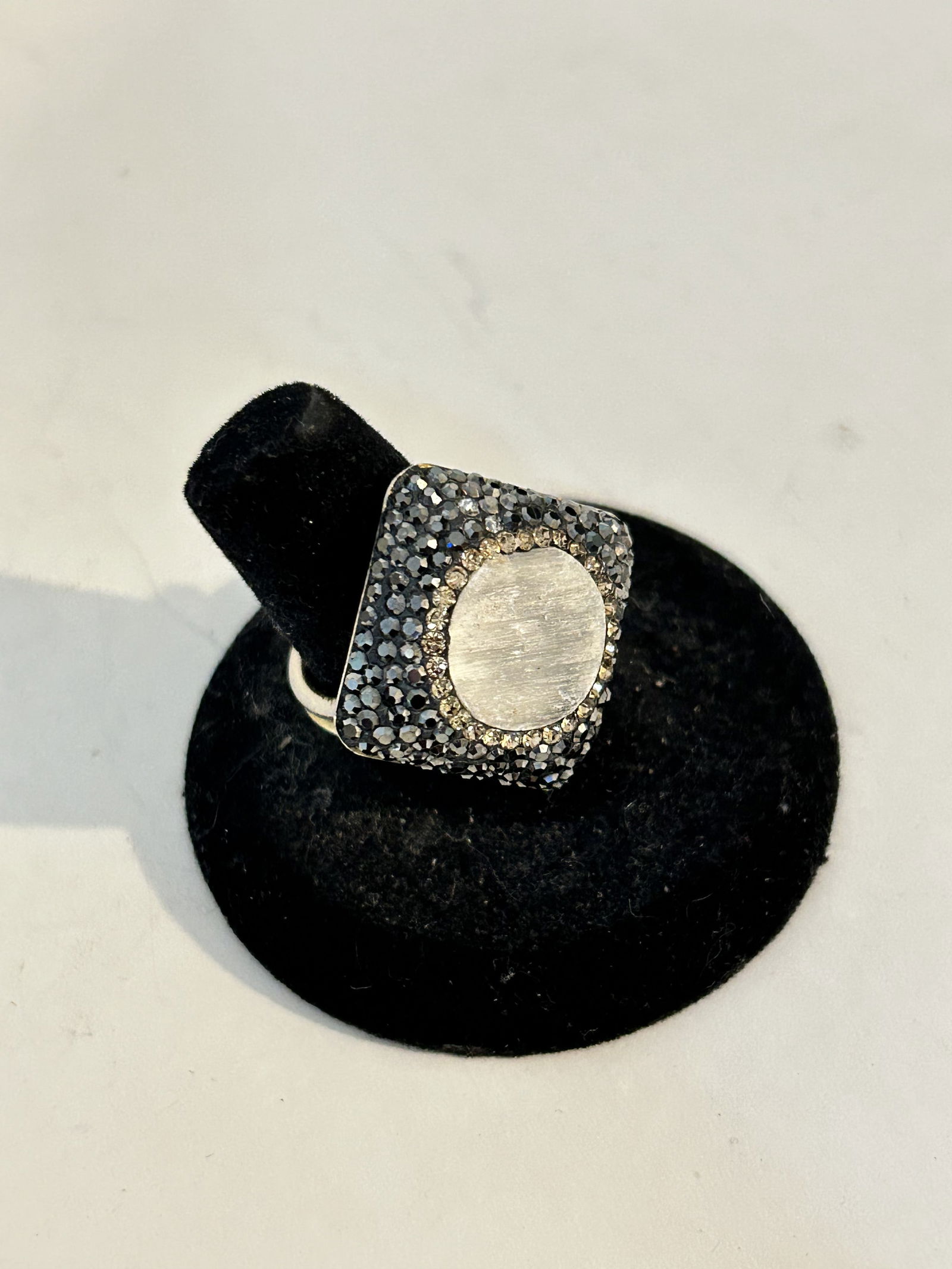 Vintage Sterling Silver marcasite Ring sz 8 adjustable (1 of 5)