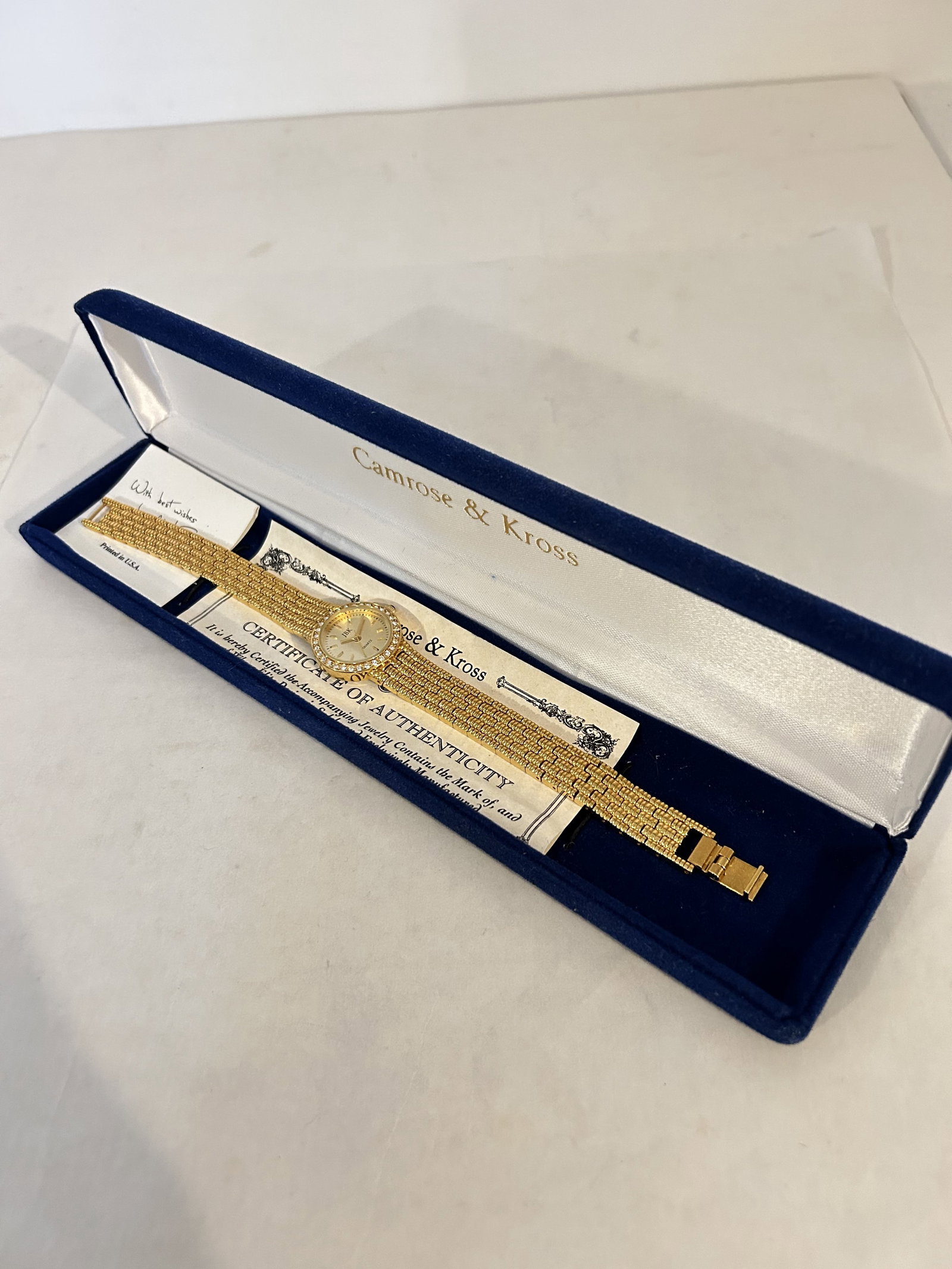 Camrose & Kross JBK Jacqueline Kennedy Quartz Watch Rhinestone Gold Weave NOS: Camrose & Kross JBK Jacqueline Kennedy Quartz Watch Rhinestone Gold Weave NOS Please view all photos as they are part of the description and condition of this Item, Feel free to contact me with questi