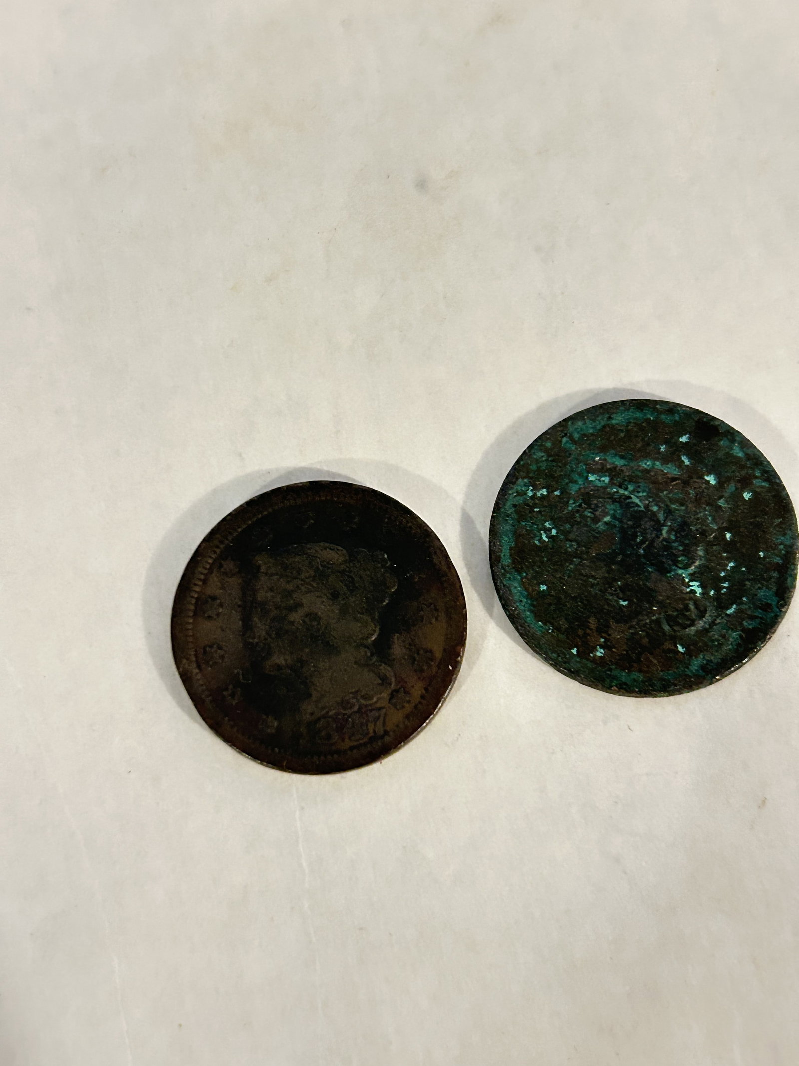 1847 & 1839 Large Cent US One Penny Braided Hair coin (1 of 3)