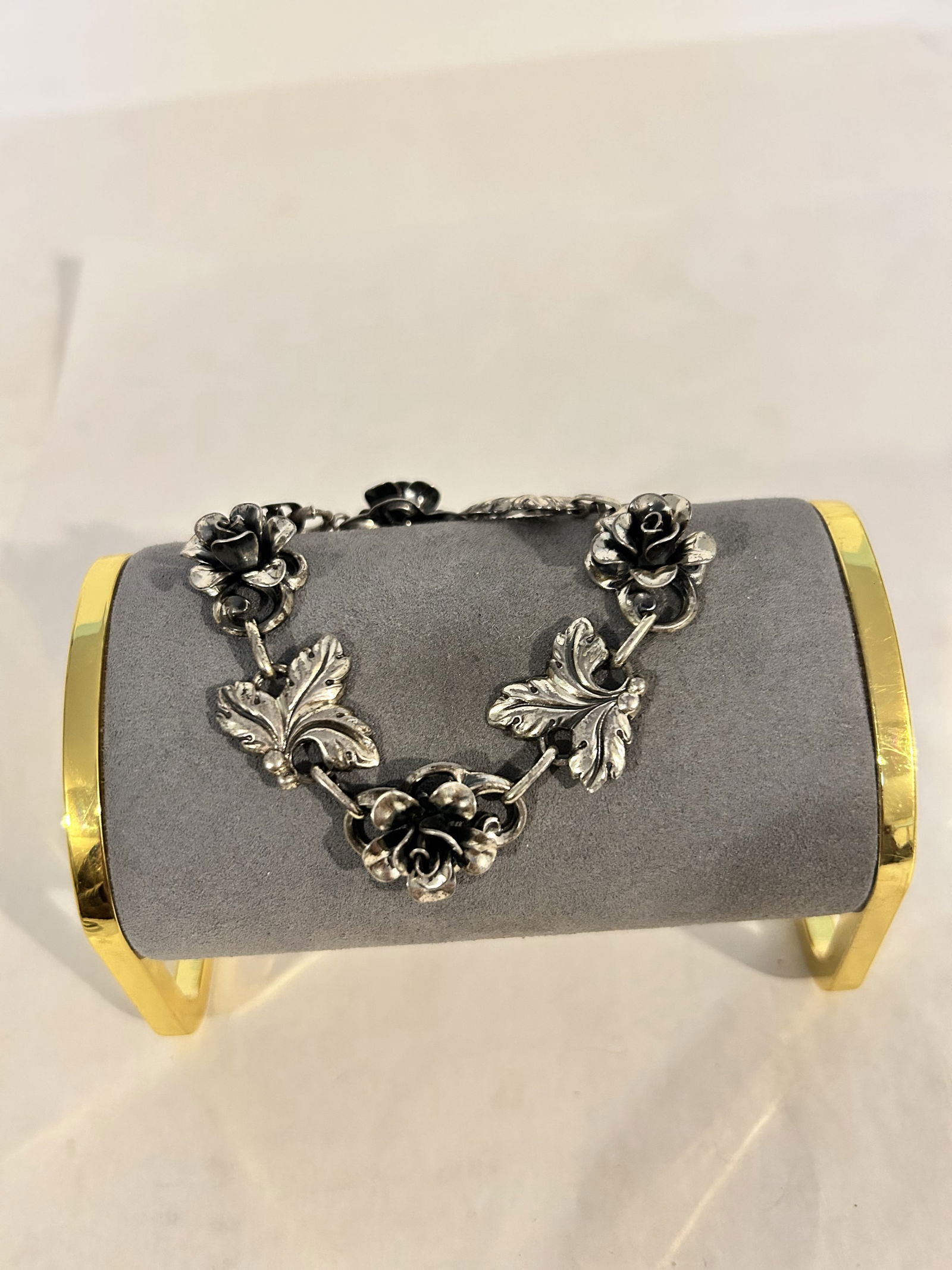 Vintage Sterling By Jewelart floral Link Bracelet 7" (1 of 5)