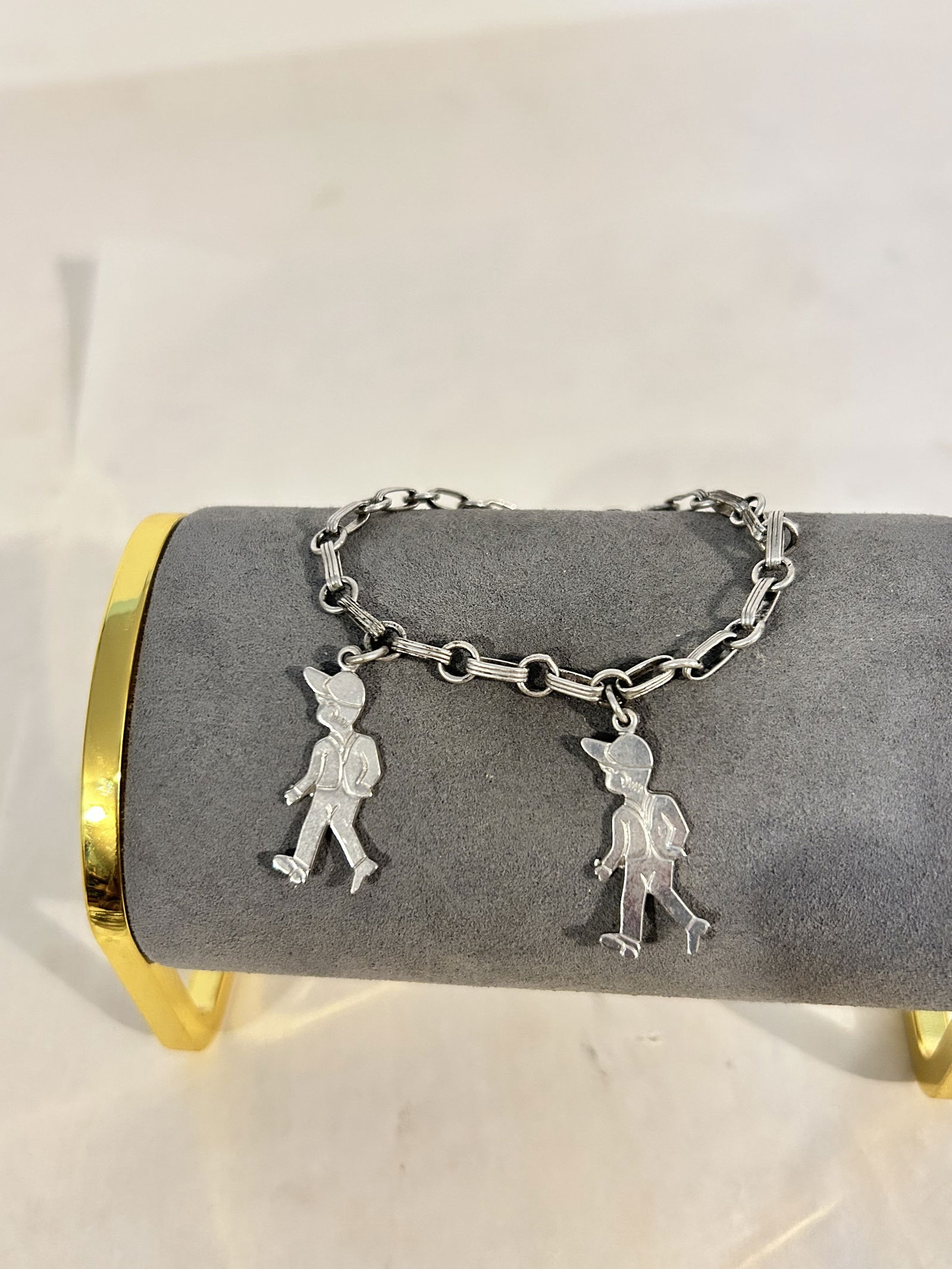 Vintage Sterling Silver boy pendants Bracelet 7" (1 of 6)