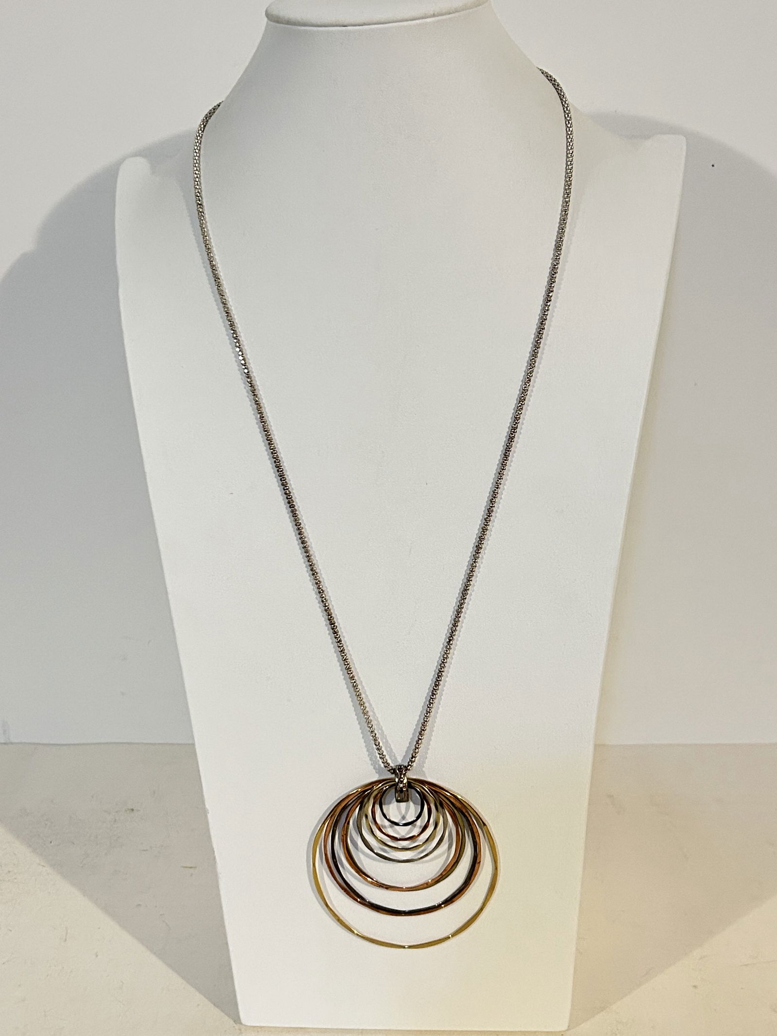 Vintage Sterling Silver Circle Pendant rope Necklace 28" (1 of 5)