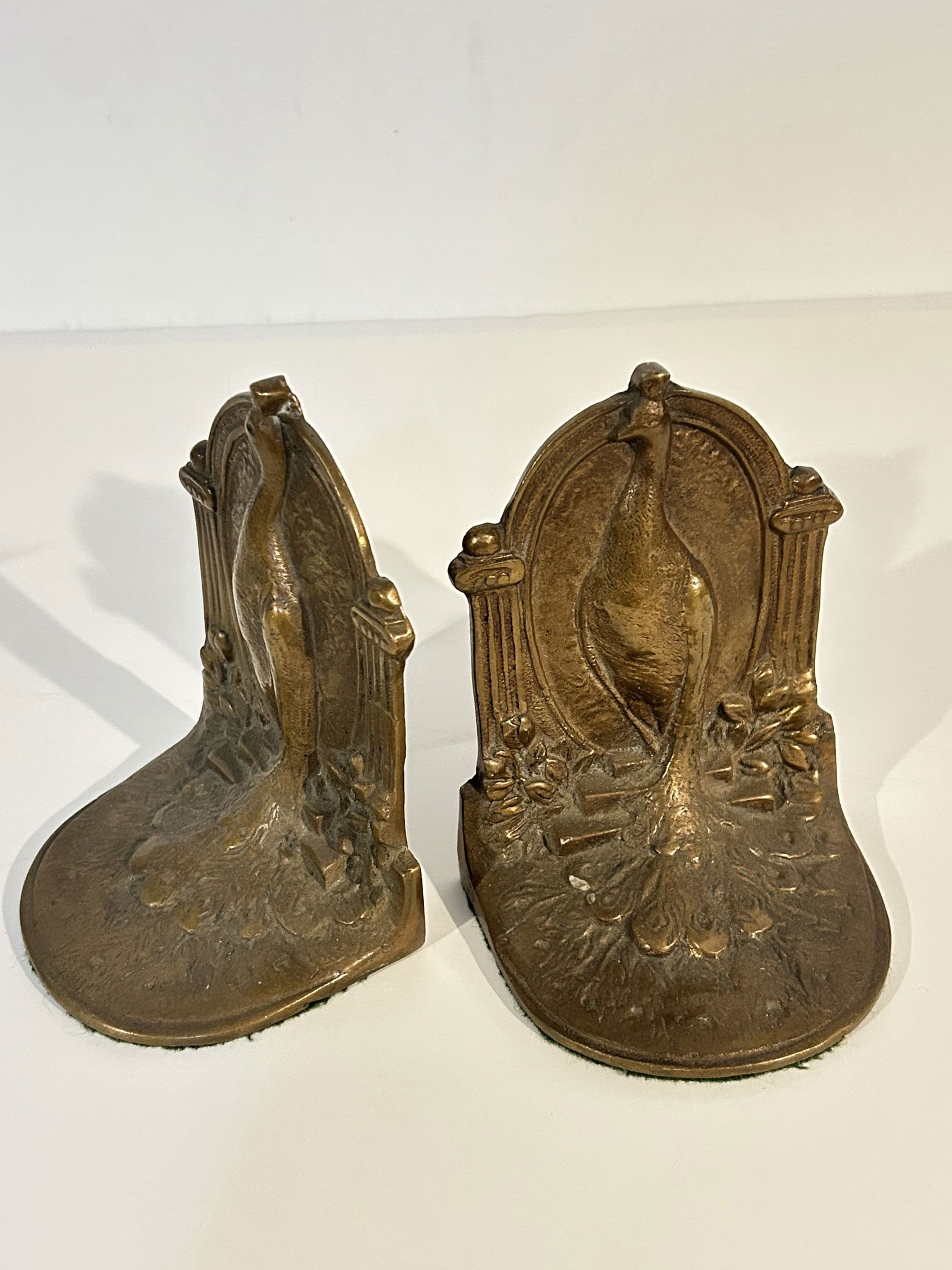 Art Nouveau Cast Iron Peacock Bookends 5 3/4" Vintage Book Ends Early 1900's (1 of 5)