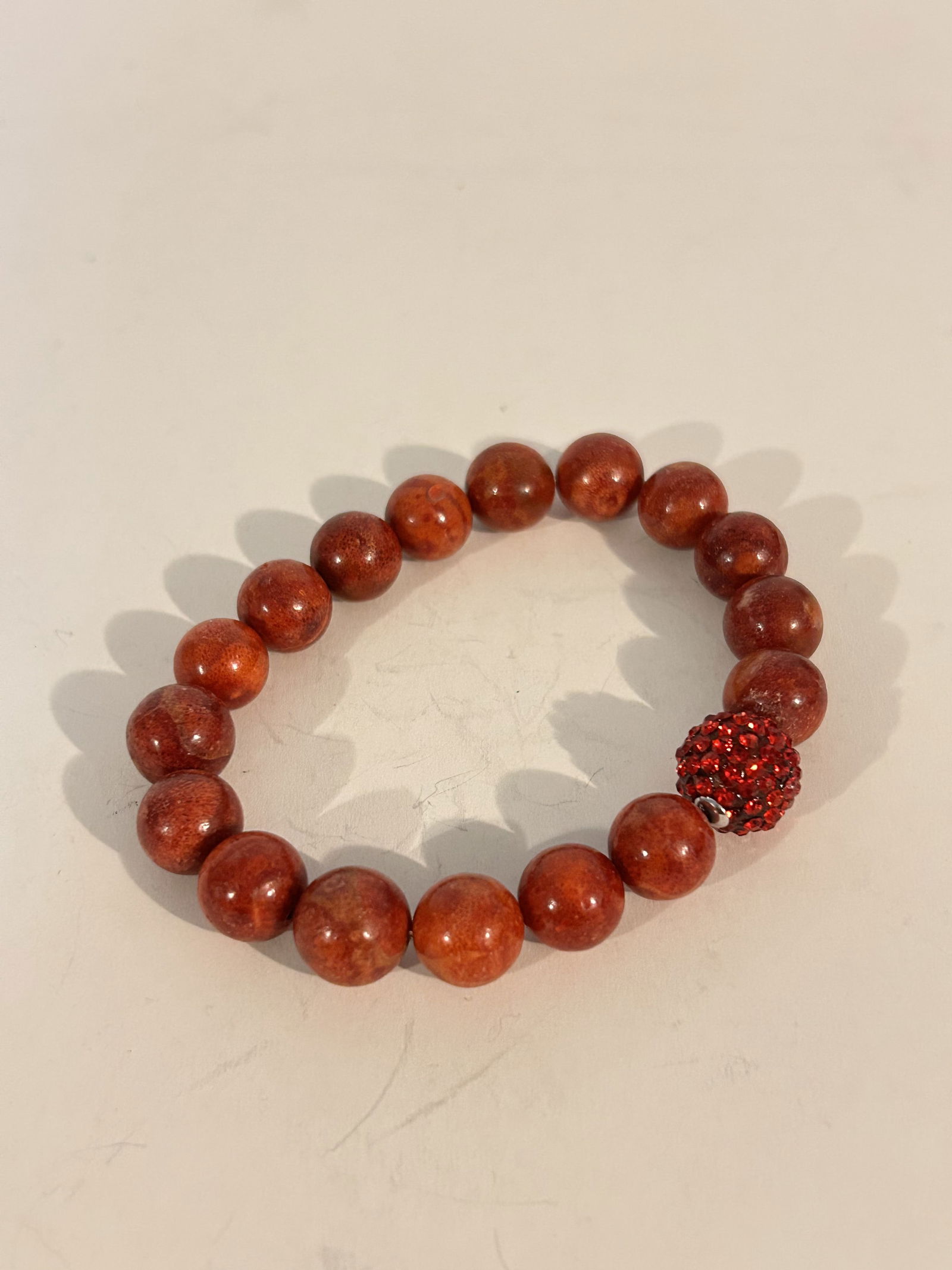 Vintage Jasper red beaded stretch Bracelet 7" (1 of 4)