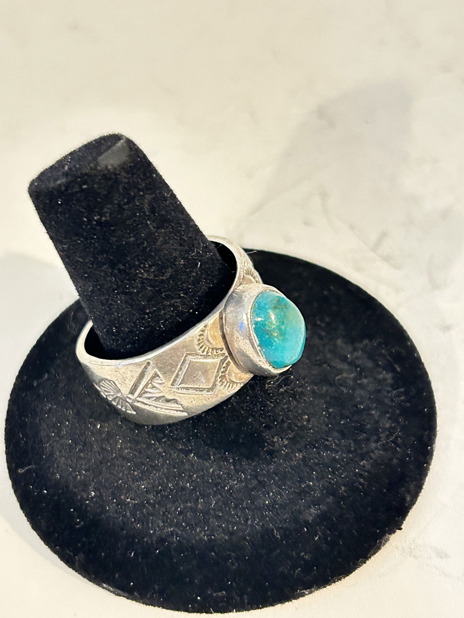 Vintage Old Pawn Navajo Sterling Silver Turquoise Ring sz 10 (1 of 5)