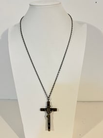 Vintage 1900s Cross pendant Necklace Sz 24" cross 3 1/2"